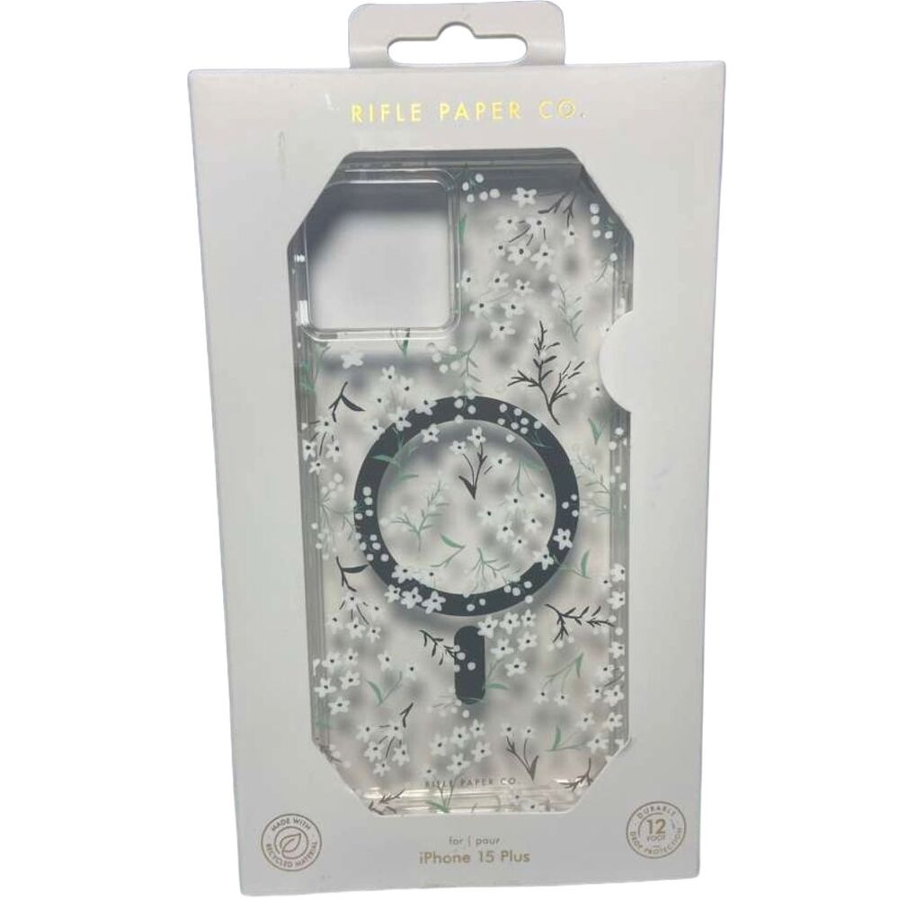 Rifle Paper Co iPhone 15 Plus Case MagSafe Compatible 12ft Drop Protection Gold